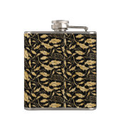 Elegantes, luxuriöses Schwarzes Gold Leaf Vintages Flachmann (Rückseite)