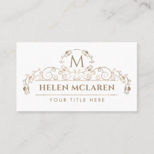 Elegantes Luxury Gold Monogramm mit Rose Business  Visitenkarte