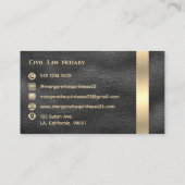 Elegantes Luxus Black Leather Stilvolles Gold Mono Visitenkarte (Rückseite)