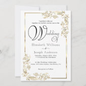 Elegantes Luxus-Budget Gold Floral Frame Hochzeit Einladung (Vorderseite)