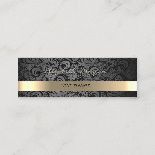 Elegantes Luxus, Damask, Imitate Gold Mini Visitenkarte (Vorderseite)