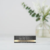 Elegantes Luxus, Damask, Imitate Gold Mini Visitenkarte (Stehend Vorderseite)