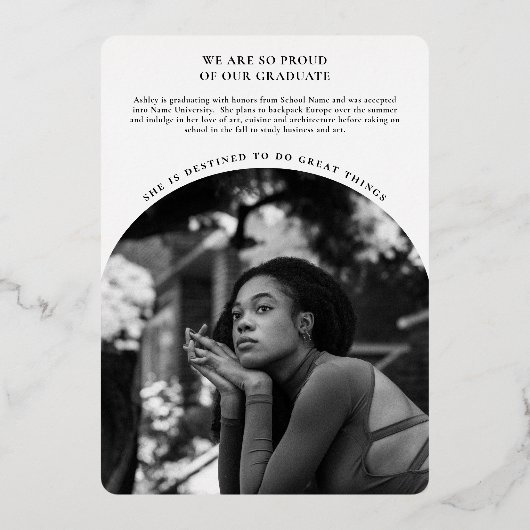 Elegantes Luxus Foto Abschluss Ankündigung (Rückseite)