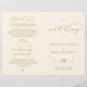 Elegantes Luxus-Gold, faltbare Hochzeitsprogramme (Vorderseite)