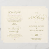 Elegantes Luxus-Gold, faltbare Hochzeitsprogramme (Vorne/Hinten)