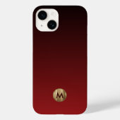 Elegantes Luxus-Gold Monogramm Rot Case-Mate iPhone Hülle (Rückseite)