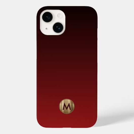 Elegantes Luxus-Gold Monogramm Rot Case-Mate iPhone Hülle (Rückseite)