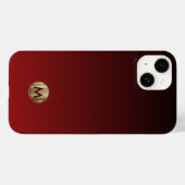 Elegantes Luxus-Gold Monogramm Rot Case-Mate iPhone Hülle (Rückseite (Horizontal))