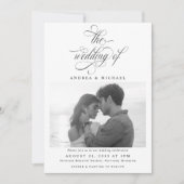 Elegantes Luxus-Kalligrafie-Script-Foto Hochzeit Einladung (Vorderseite)