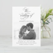 Elegantes Luxus-Kalligrafie-Script-Foto Hochzeit Einladung (Stehend Vorderseite)