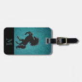 Elegantes Luxus-Leder-Look Pferd Monogramm Gepäckanhänger (Vorderseite horizontal)