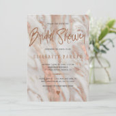 Elegantes Luxus-Marmor Rose Gold Brautparty Einladung (Stehend Vorderseite)