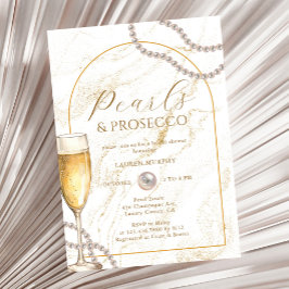 Elegantes Luxus Perlen und Prosecco Brautparty Einladung
