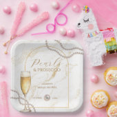 Elegantes Luxus Perlen und Prosecco Brautparty Pappteller (Party)