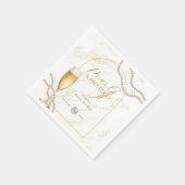 Elegantes Luxus Perlen und Prosecco Brautparty Serviette (Ecke)