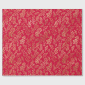 Elegantes Luxus Red Gold Leaf Muster Weihnachten Geschenkpapier (Flach)