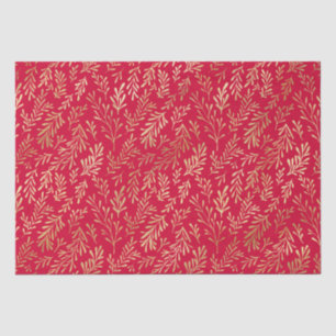Elegantes Luxus Red Gold Leaf Muster Weihnachten Seidenpapier