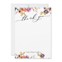 Elegantes Luxus-Script Lila & Orange Boho Floral