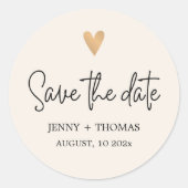 Elegantes Luxus White Gold Herz Save the Date Runder Aufkleber (Vorderseite)