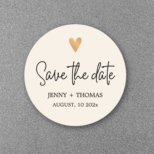 Elegantes Luxus White Gold Herz Save the Date Runder Aufkleber