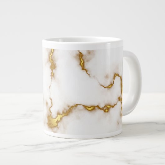 Elegantes Luxusgolddesign aus Marmor Jumbo-Tasse (Vorderseite Rechts)