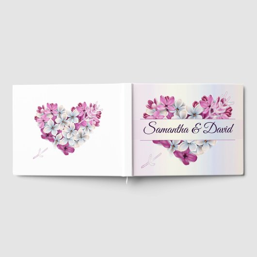 Elegantes Luxusherz Blumendesign Gästebuch (Voll)