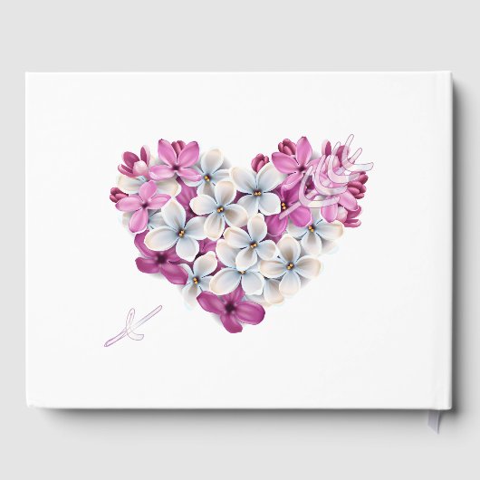 Elegantes Luxusherz Blumendesign Gästebuch (Rückseite)