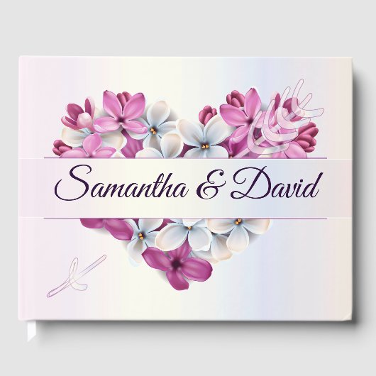 Elegantes Luxusherz Blumendesign Gästebuch (Vorderseite)