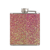 Elegantes LuxusImitat-Glitzer-Rosa-Rosen-Gold Flachmann (Rückseite)