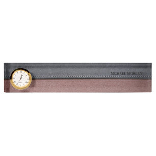 Elegantes Luxusleder-Look Braun Schwarz Namensplakette