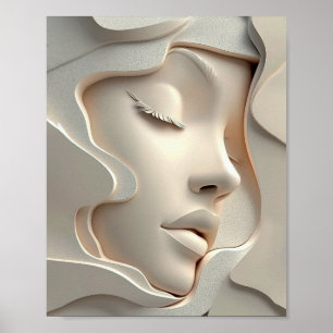 Elegantes Mädchen in fließenden abstrakten Schicht Poster