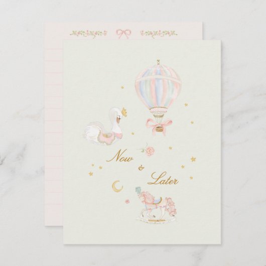 Elegantes Mädchen rosa Babydusche Sake Begleitkarte (Vorne/Hinten)