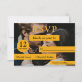 Elegantes Magazin Cover Yellow Modern Foto Wedding RSVP Karte (Vorderseite)