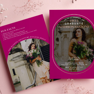 Elegantes Magenta Foto-Abschlussfeier Folieneinladung