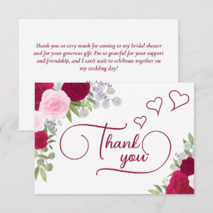 Elegantes Magenta & Pink Boho Rose Brautparty Dankeskarte