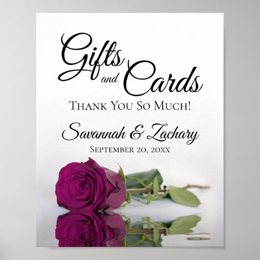 Elegantes Magenta Rose Geschenke & Karten Hochzeit Poster (Vorne)