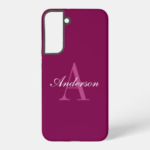 Elegantes Magenta-Rot, Rosa und Weiß Name und Mono Samsung Galaxy Hülle