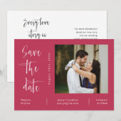 Elegantes Magenta Script QR Code Foto Save the Dat Einladung (Vorne/Hinten)