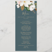 Elegantes Magnolia Aquamarin & White Wedding Dinne Menükarte (Vorderseite)