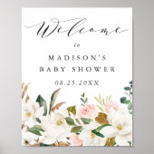 Elegantes Magnolia Baby Dusche Begrüßungszeichen Poster (Vorne)