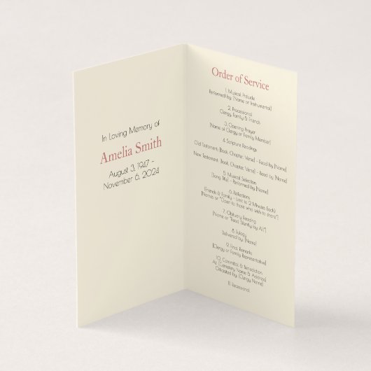 Elegantes Magnolia Beerdigung des Service-Programm (Innenseite)