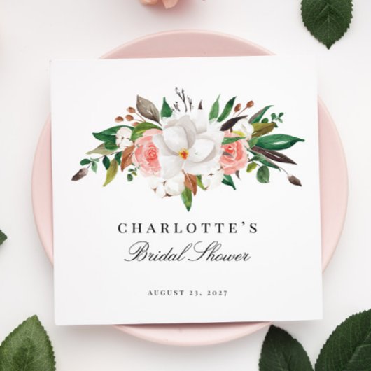 Elegantes Magnolia Brautparty Serviette