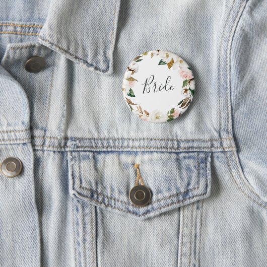 Elegantes Magnolia Bride Brautparty Button (Beispiel)
