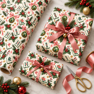 Elegantes Mahjong-Weihnachtspapier Geschenkpapier