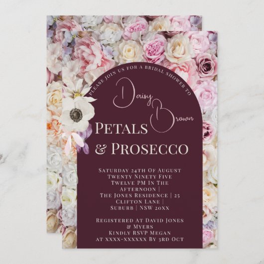 Elegantes Mahogany Floral Arch Summer Brautparty Einladung (Vorne/Hinten)