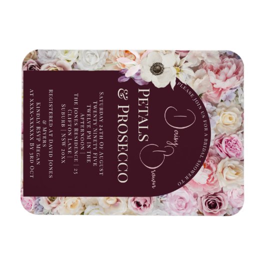 Elegantes Mahogany Floral Arch Summer Brautparty Magnet (Horizontal)