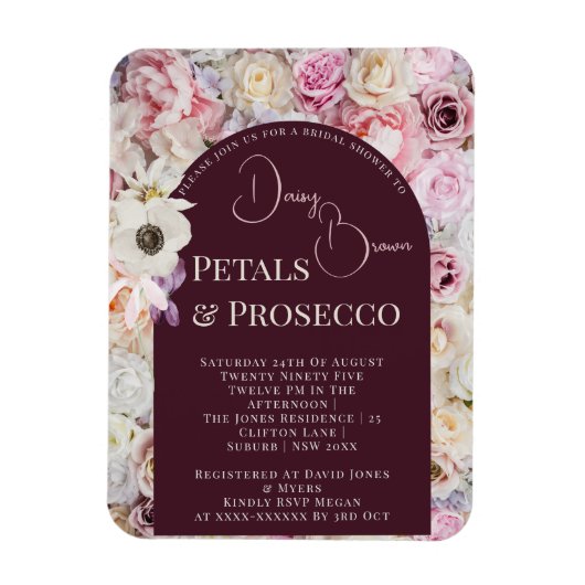 Elegantes Mahogany Floral Arch Summer Brautparty Magnet (Vertikal)