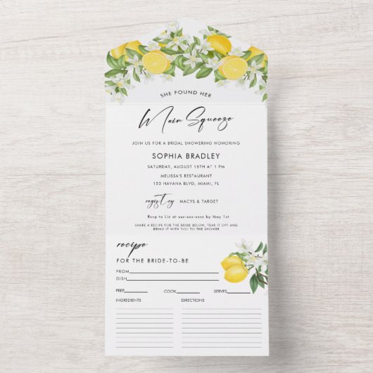 Elegantes Main Squeeze Brautparty All In One Einladung (Innen Boden)