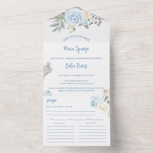 Elegantes Main Squeeze Winter Brautparty All In One Einladung (Innen Boden)