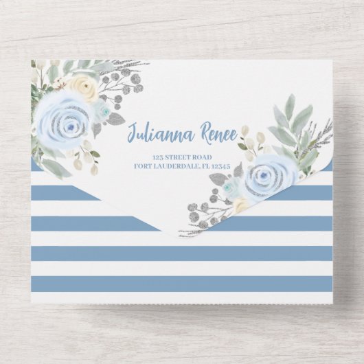 Elegantes Main Squeeze Winter Brautparty All In One Einladung (Rückseite)